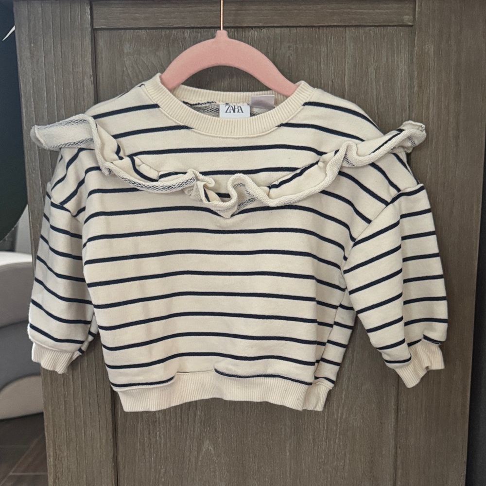 Zara Kids Striped Sweater with Ruffle Detail